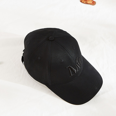Blank Pattern Cotton Twill Embroidered Baseball Caps Black Color